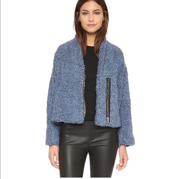 IRO Jackets & Blazers - IRO Daney Light Blue Looped Knit Zip Jacket